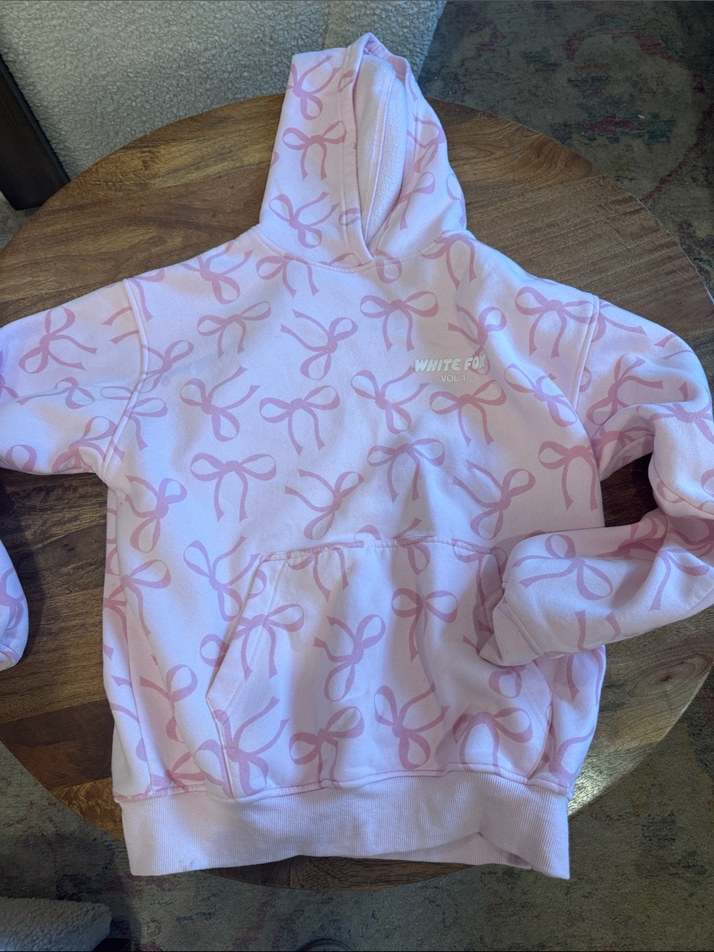 White Fox Boutique Pink Bow-Print  Hoodie